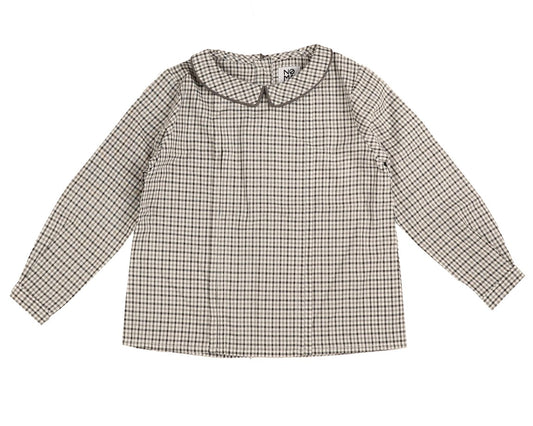 BELATI BROWN PLAID PETER PAN COLLAR SHIRT