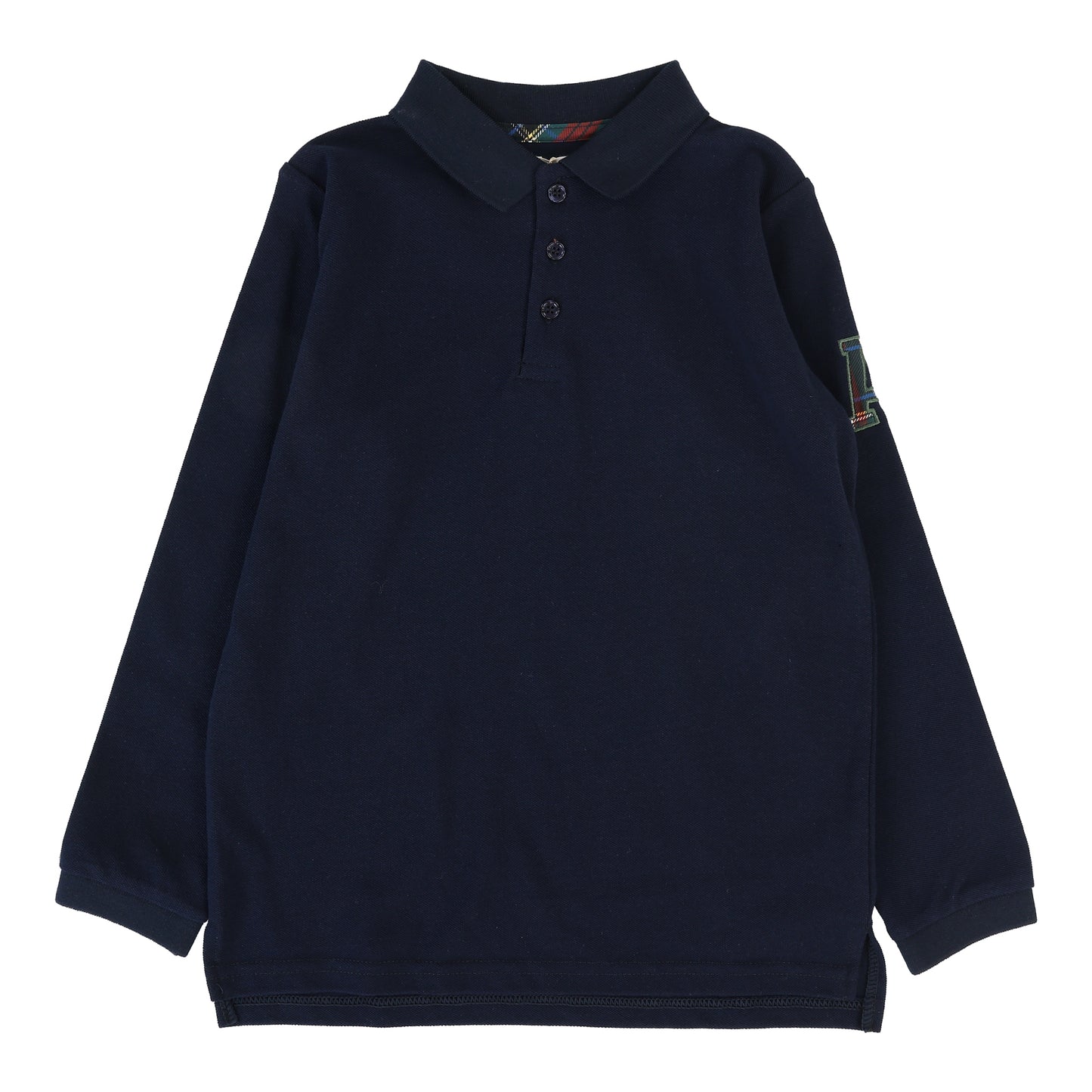 ANALOGIE NAVY PLAID DETAIL POLO