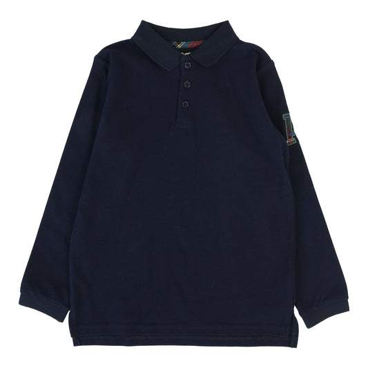 ANALOGIE NAVY PLAID DETAIL POLO