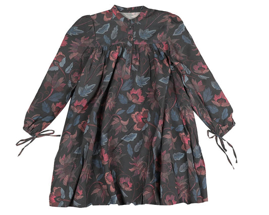 NOMA NAVY/RED FLORAL LINE PRINT DRESS