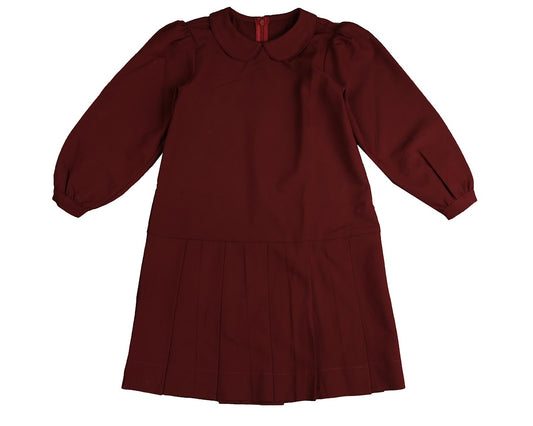 NOMA BURGUNDY PETER PAN COLLAR DROP WAIST DRESS