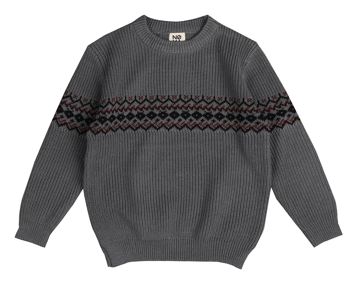 BELATI DUSTY BLUE INTARSIA KNIT SWEATER