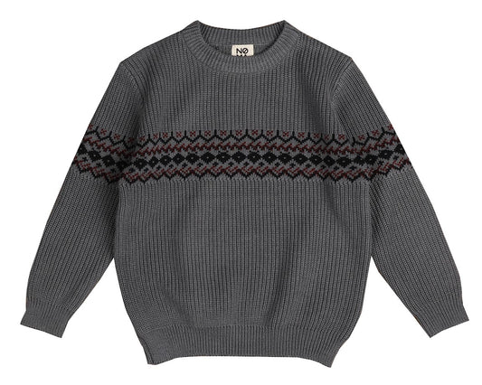 BELATI DUSTY BLUE INTARSIA KNIT SWEATER