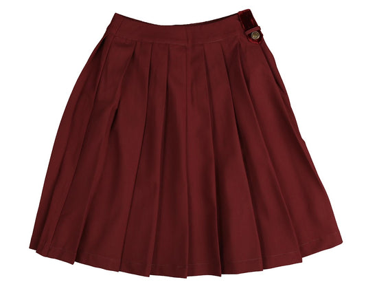 NOMA BURGUNDY PLEATED VELVET TAB SKIRT