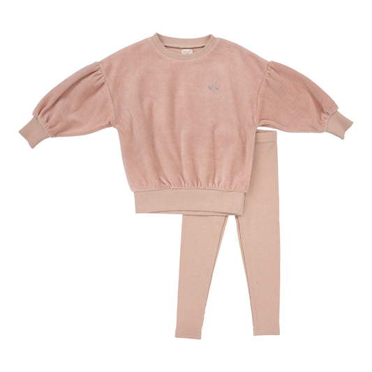 ANALOGIE DUSTY PINK RHINESTONE VELOUR SET