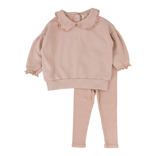 ANALOGIE DUSTY PINK WASH SWEATSHIRT SET