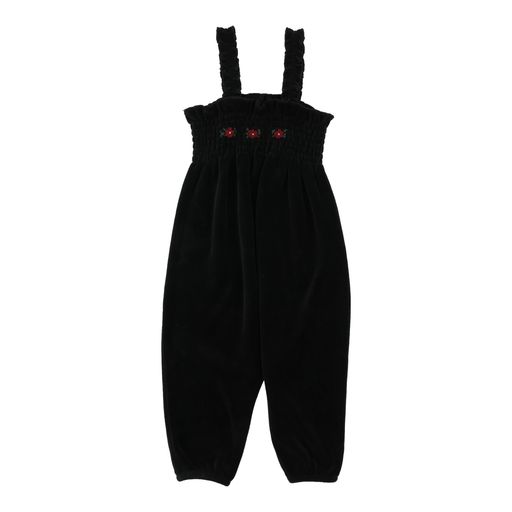 LIL LEGS BLACK VELOUR SMOCKED ROMPER