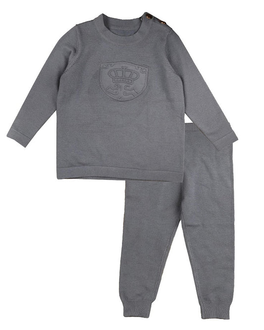 BELATI DUSTY BLUE EMBOSSED LOGO KNIT SET