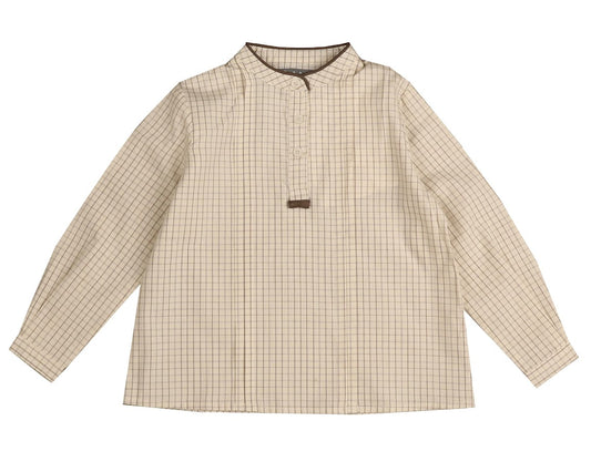 BELATI BROWN MANDERIN COLLAR SHIRT