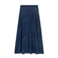 VIBE MID BLUE MINERAL WASH A-LINE MAXI SKIRT