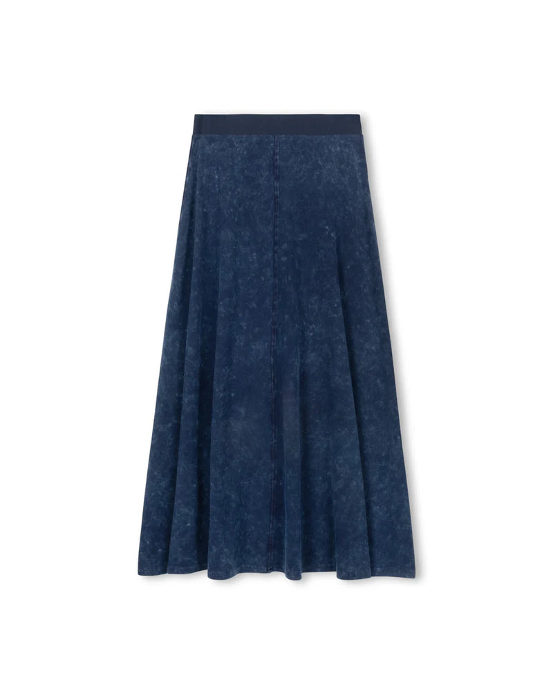 VIBE MID BLUE MINERAL WASH A-LINE MAXI SKIRT