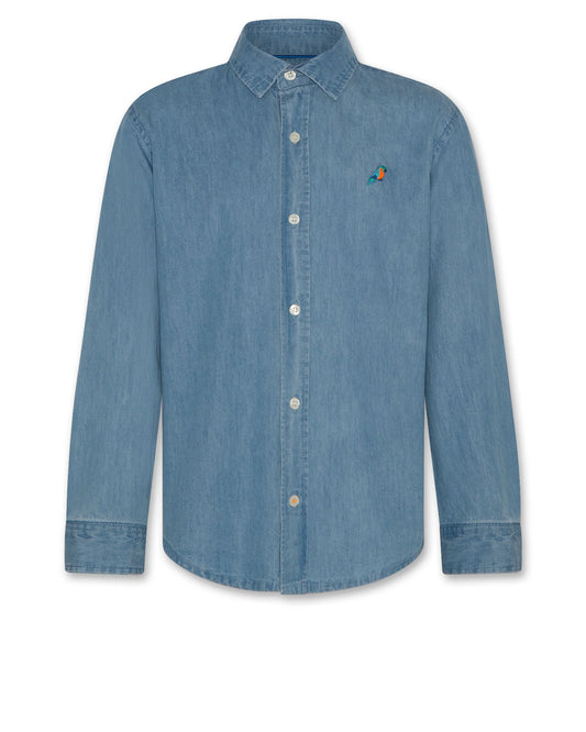 AO76 DENIM COLLARED BUTTON DOWN SHIRT