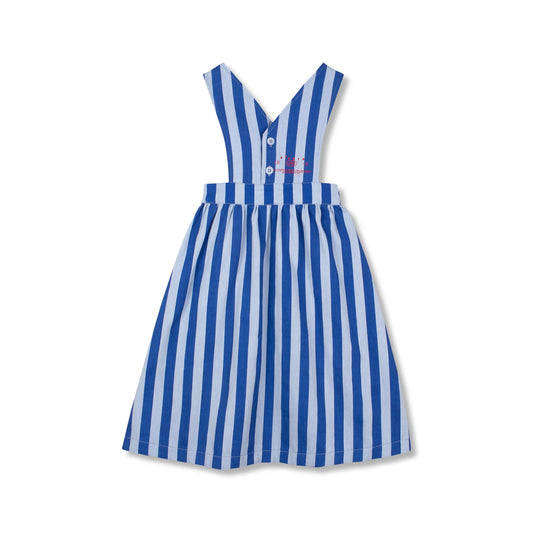 WYNKEN BLUE STRIPED PINAFORE MIDI JUMPER
