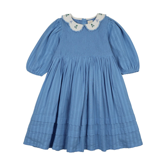 ANALOGIE BLUE EMBROIDERED COLLAR DRESS