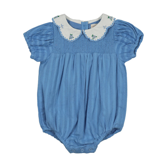 ANALOGIE BLUE EMBROIDERED COLLAR ROMPER