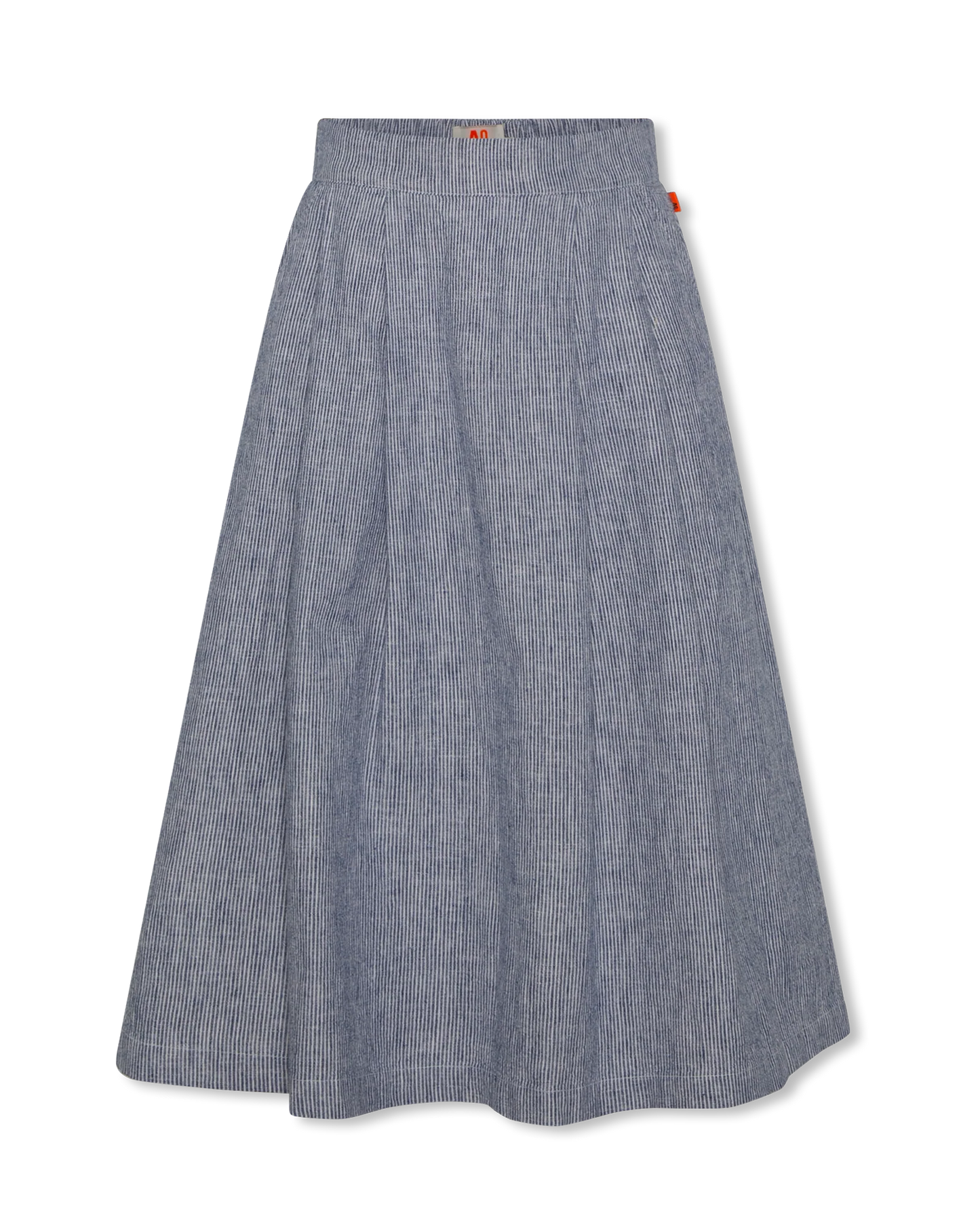 AO76 BLUE/WHITE PIN STRIPED MIDI SKIRT