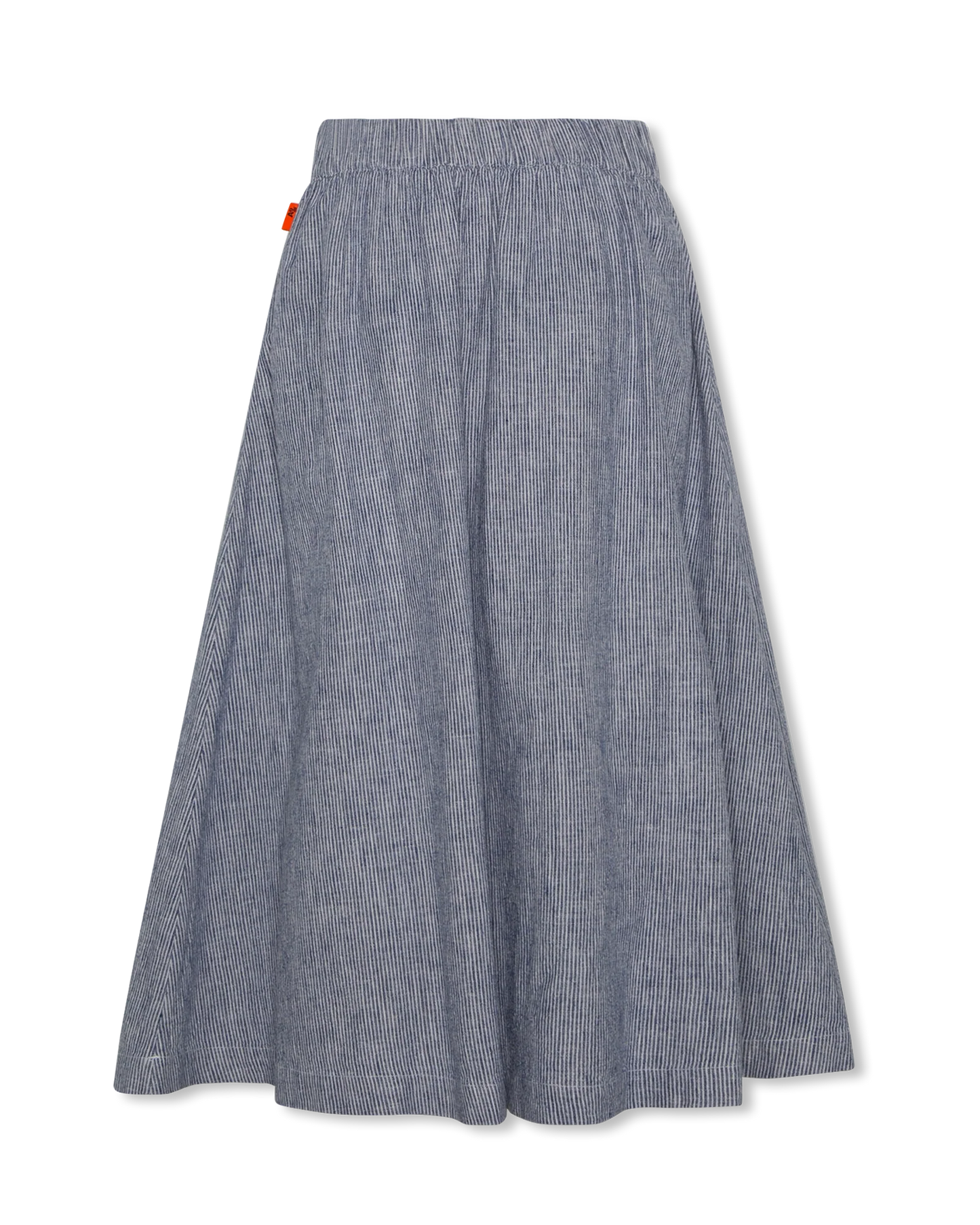 AO76 BLUE/WHITE PIN STRIPED MIDI SKIRT