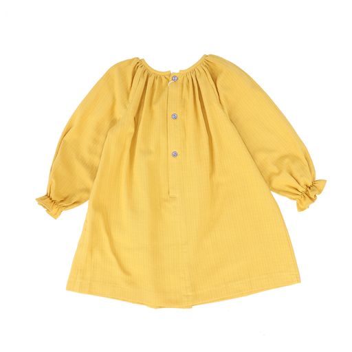 BIRINIT PETIT MUSTARD EMBROIDERED SMOCKED DRESS [Final Sale]