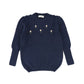 KOKORI NAVY DESIGN FLOWER SWEATER [Final Sale]