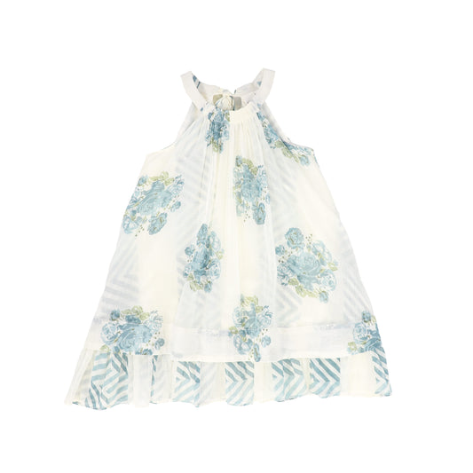 YO BABY WHITE/BLUE ROSE BUNCH JUMPER