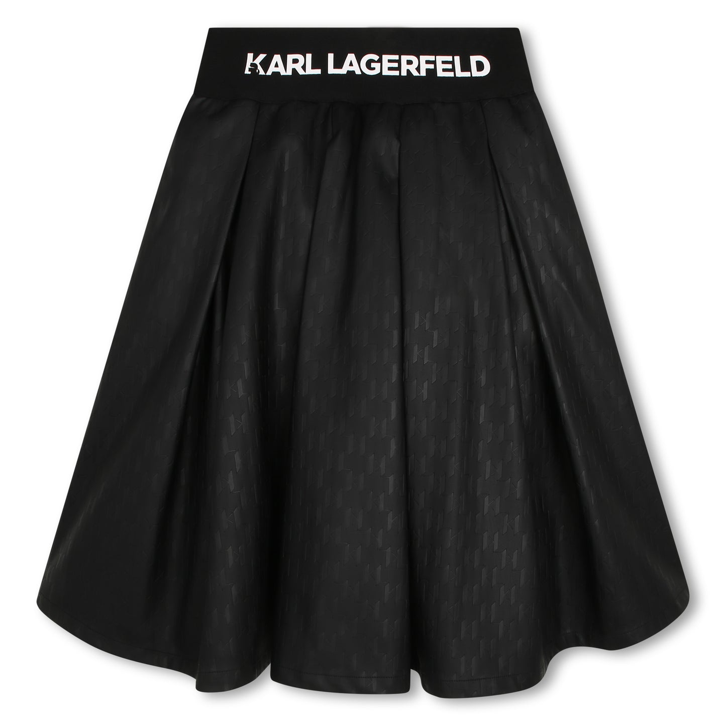 KARL LAGERFELD BLACK LOGO WAIST FLARE SKIRT