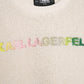 KARL LAGERFELD OFF WHITE SHERPA STRIPED WAIST SWEATSHIRT