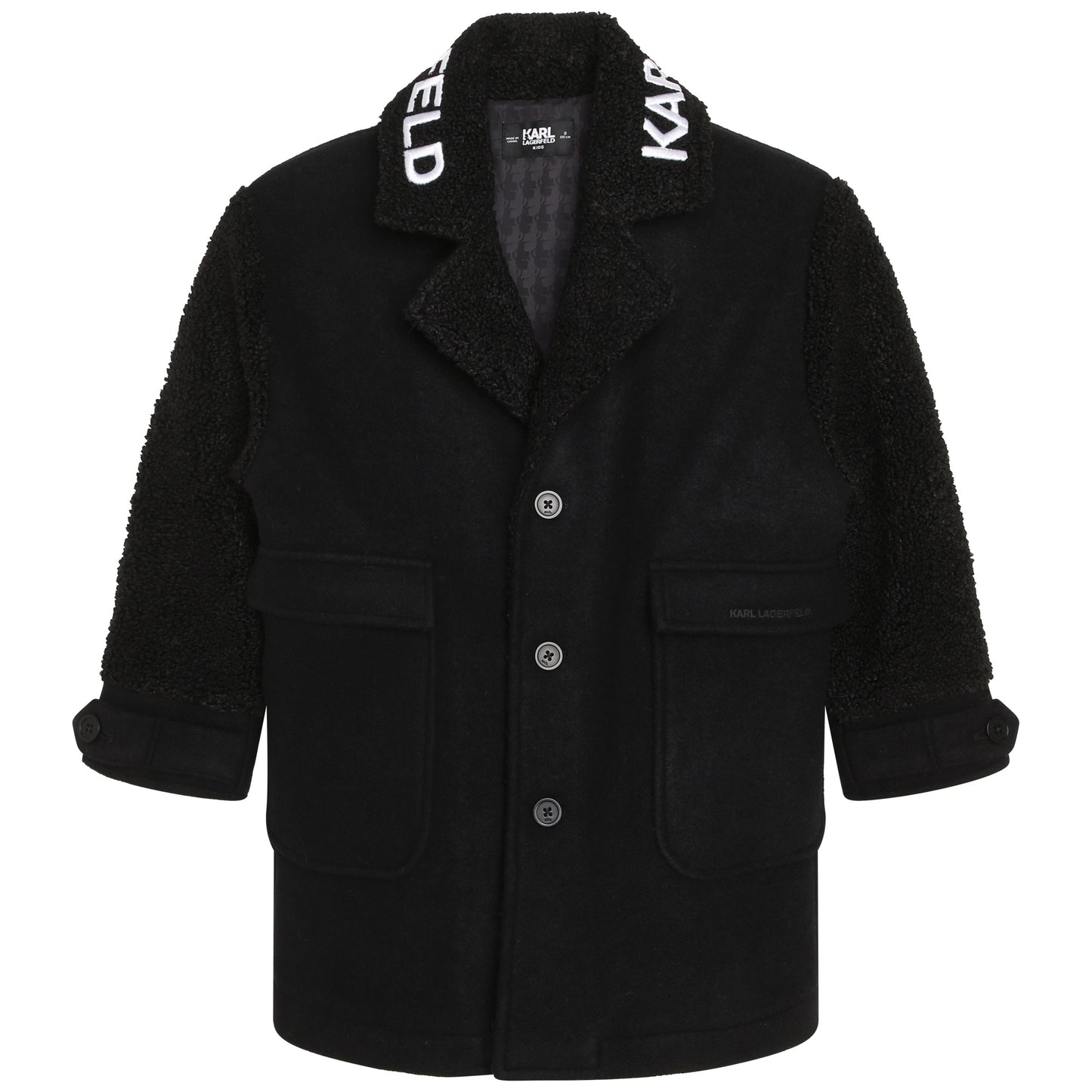 KARL LAGERFELD BLACK SHERPA SLEEVE COAT [Final Sale]