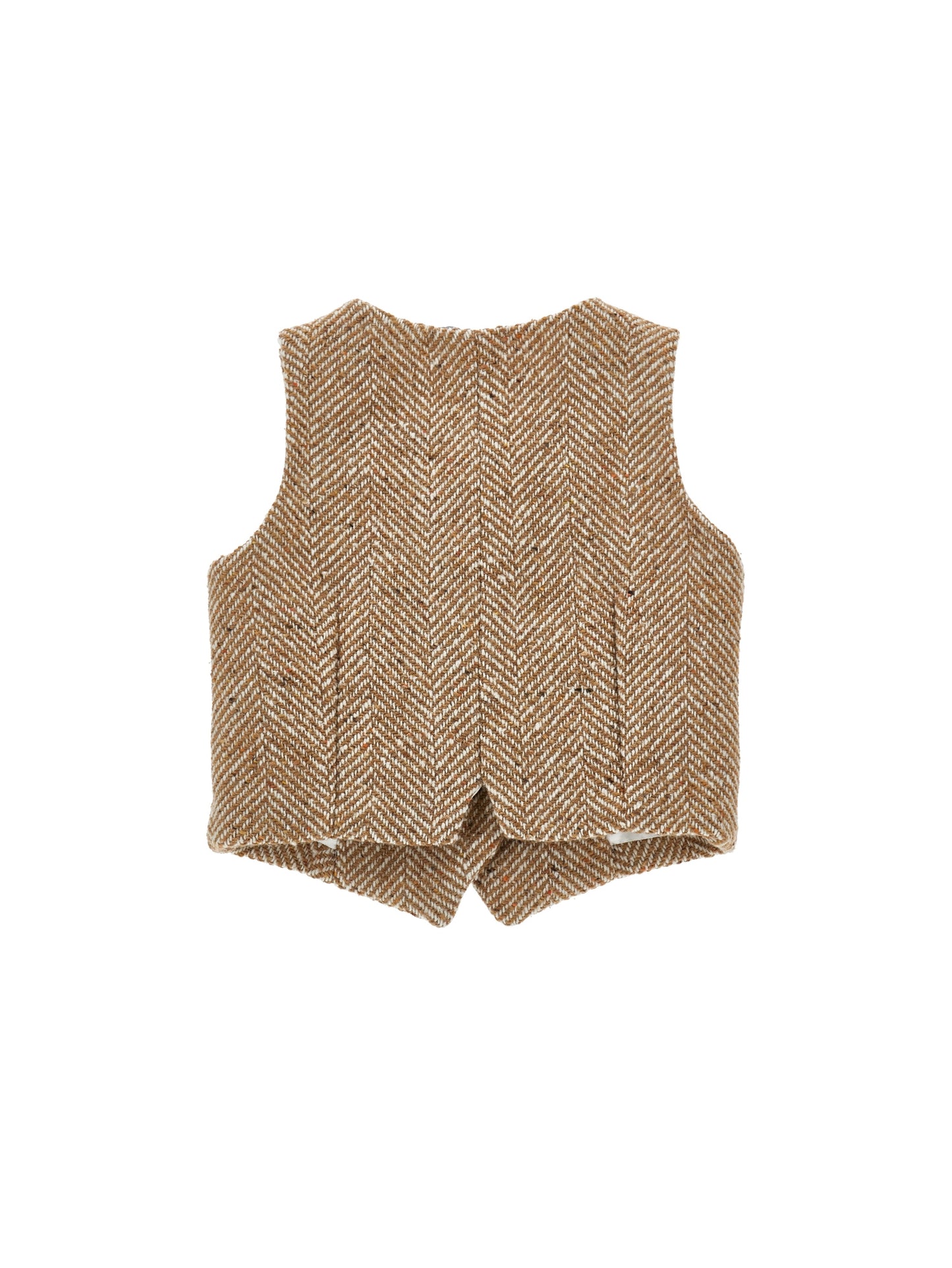 ERMANO SCERVINO BROWN CHEVRON WOOL BUTTON VEST