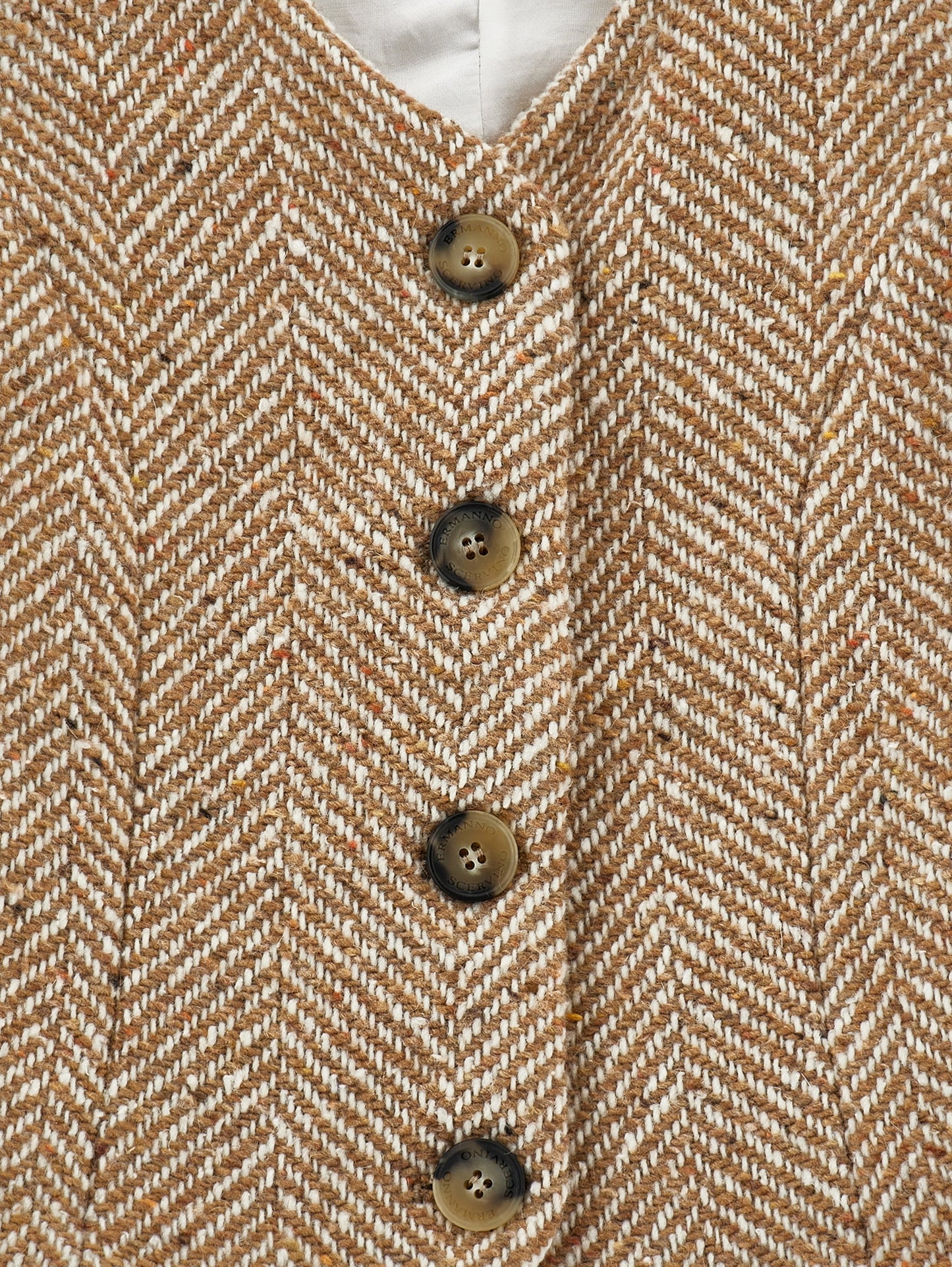 ERMANO SCERVINO BROWN CHEVRON WOOL BUTTON VEST