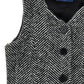 ERMANO SCERVINO BLACK CHEVRON WOOL BUTTON VEST