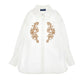 ERMANO SCERVINO WHITE EMBROIDERED FLORAL BUTTON DOWN SHIRT
