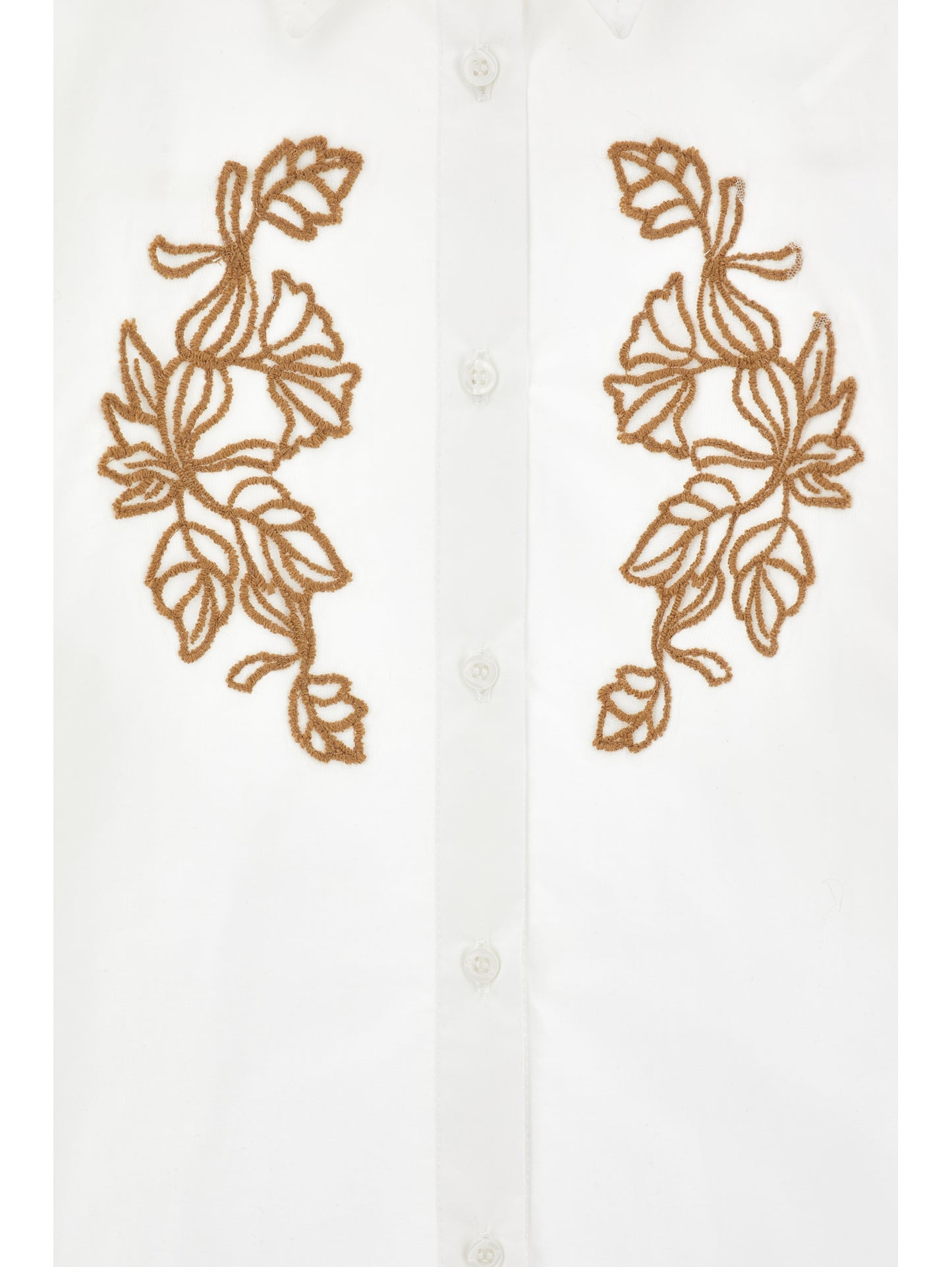 ERMANO SCERVINO WHITE EMBROIDERED FLORAL BUTTON DOWN SHIRT