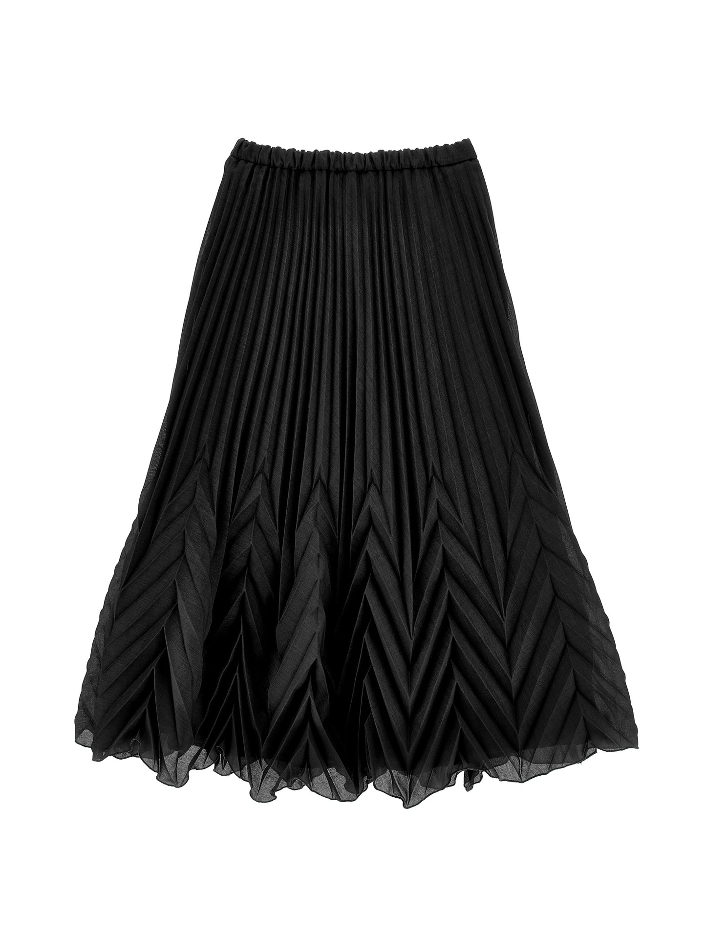 ERMANO SCERVINO BLACK CHEVRON PLEATED SKIRT