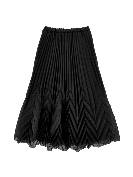 ERMANO SCERVINO BLACK CHEVRON PLEATED SKIRT