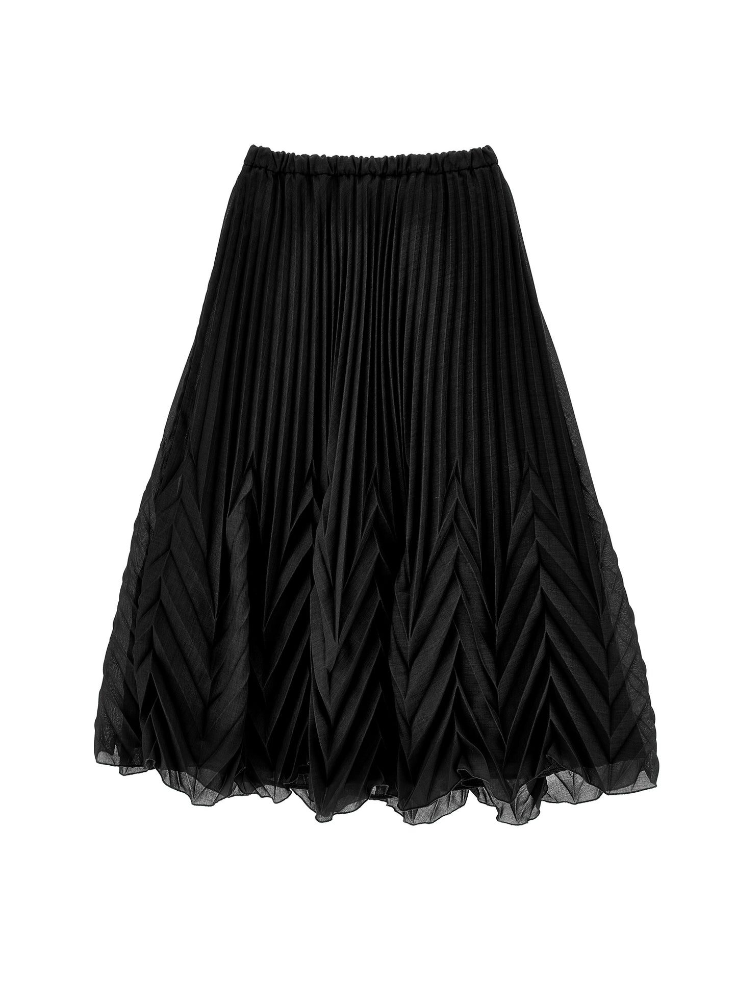 ERMANO SCERVINO BLACK CHEVRON PLEATED SKIRT