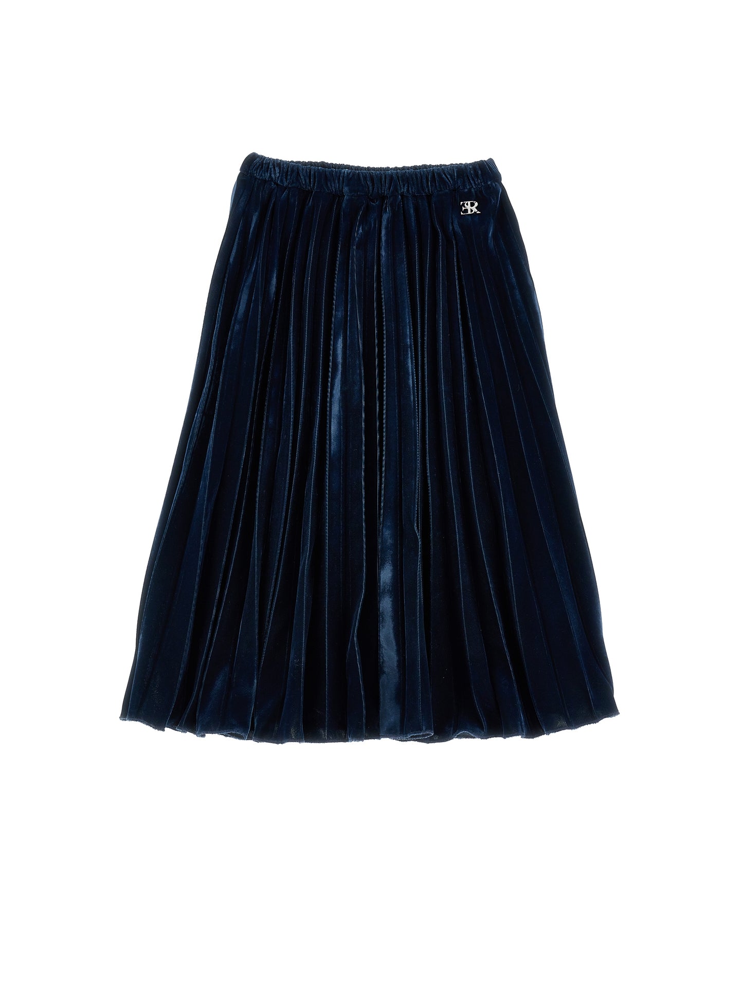 ERMANO SCERVINO BLUE VELVET PLEATED MIDI SKIRT