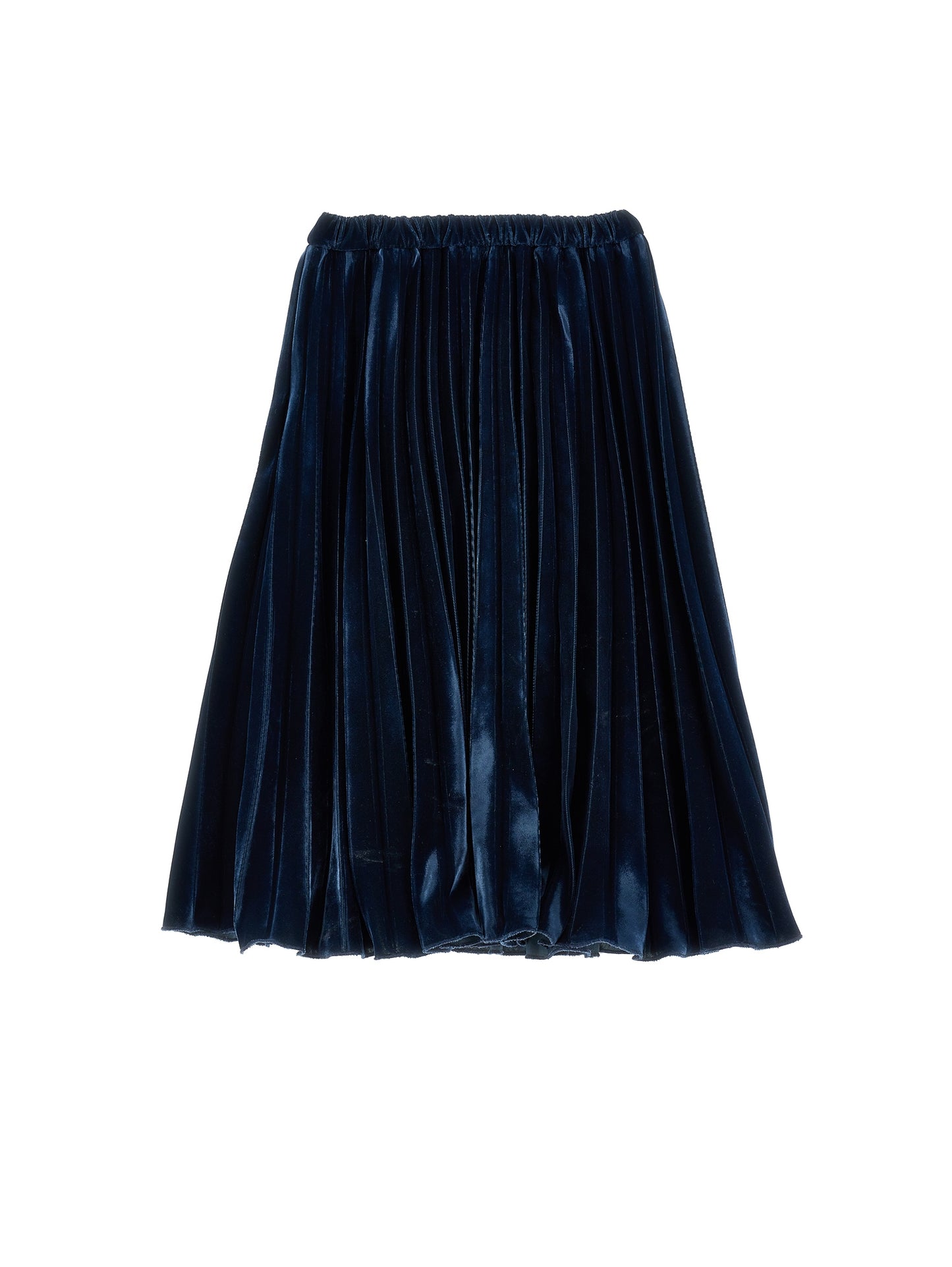 ERMANO SCERVINO BLUE VELVET PLEATED MIDI SKIRT