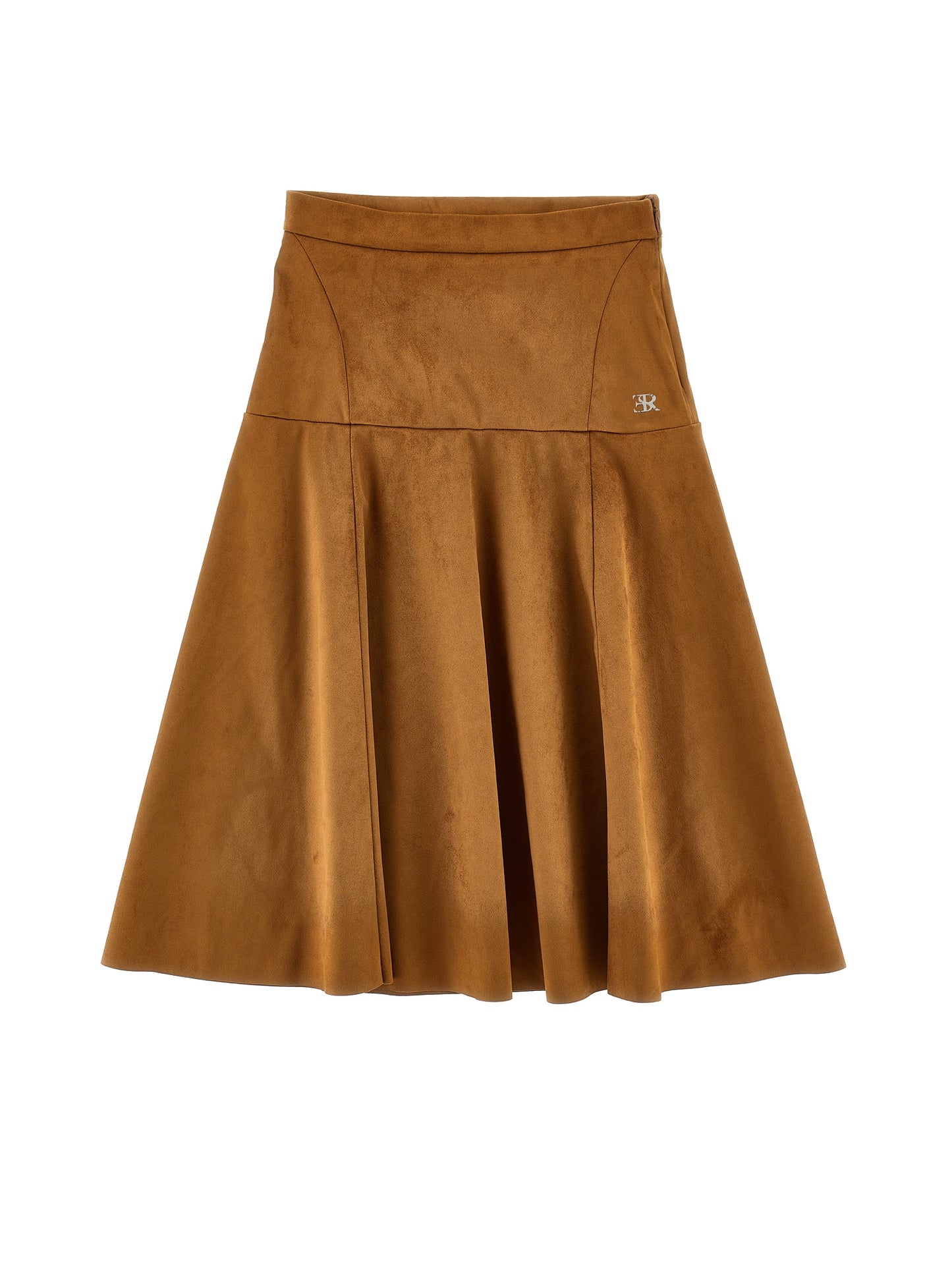 ERMANO SCERVINO BROWN SUEDE DROP WAIST SKIRT
