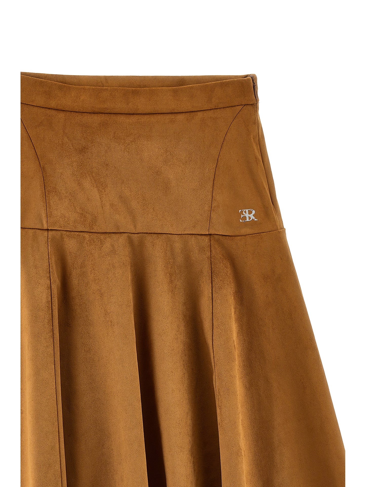 ERMANO SCERVINO BROWN SUEDE DROP WAIST SKIRT