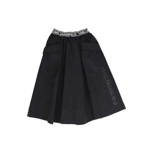 KARL LAGERFELD BLACK LOGO WAISTED POCKET SKIRT [FINAL SALE]