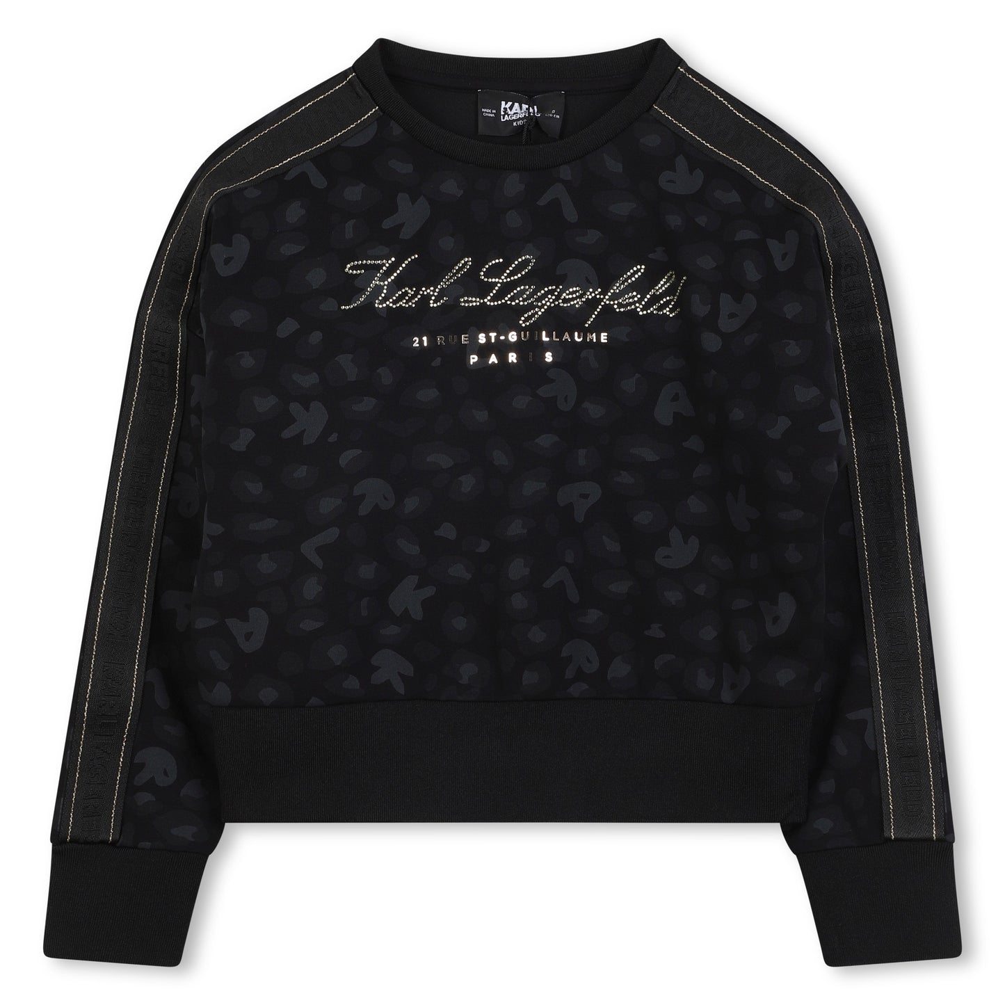 KARL LAGERFELD BLACK ALL OVER LOGO PRINTED SWEATSHIRT