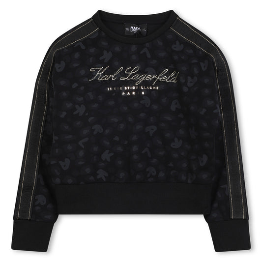 KARL LAGERFELD BLACK ALL OVER LOGO PRINTED SWEATSHIRT