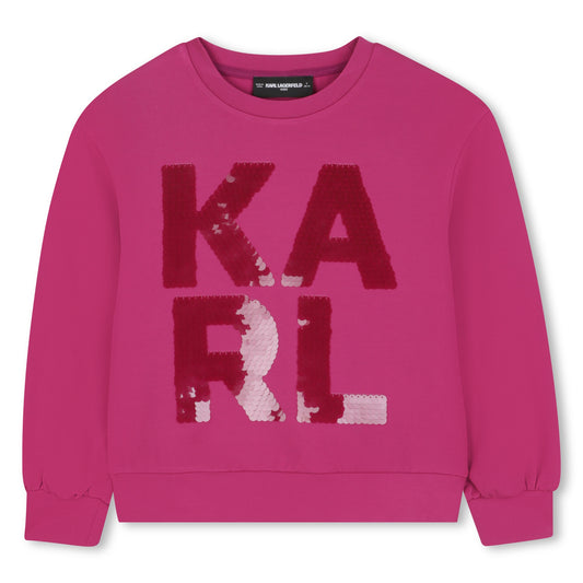 KARL LAGERFELD PINK LOGO SEQUIN SWEATSHIRT