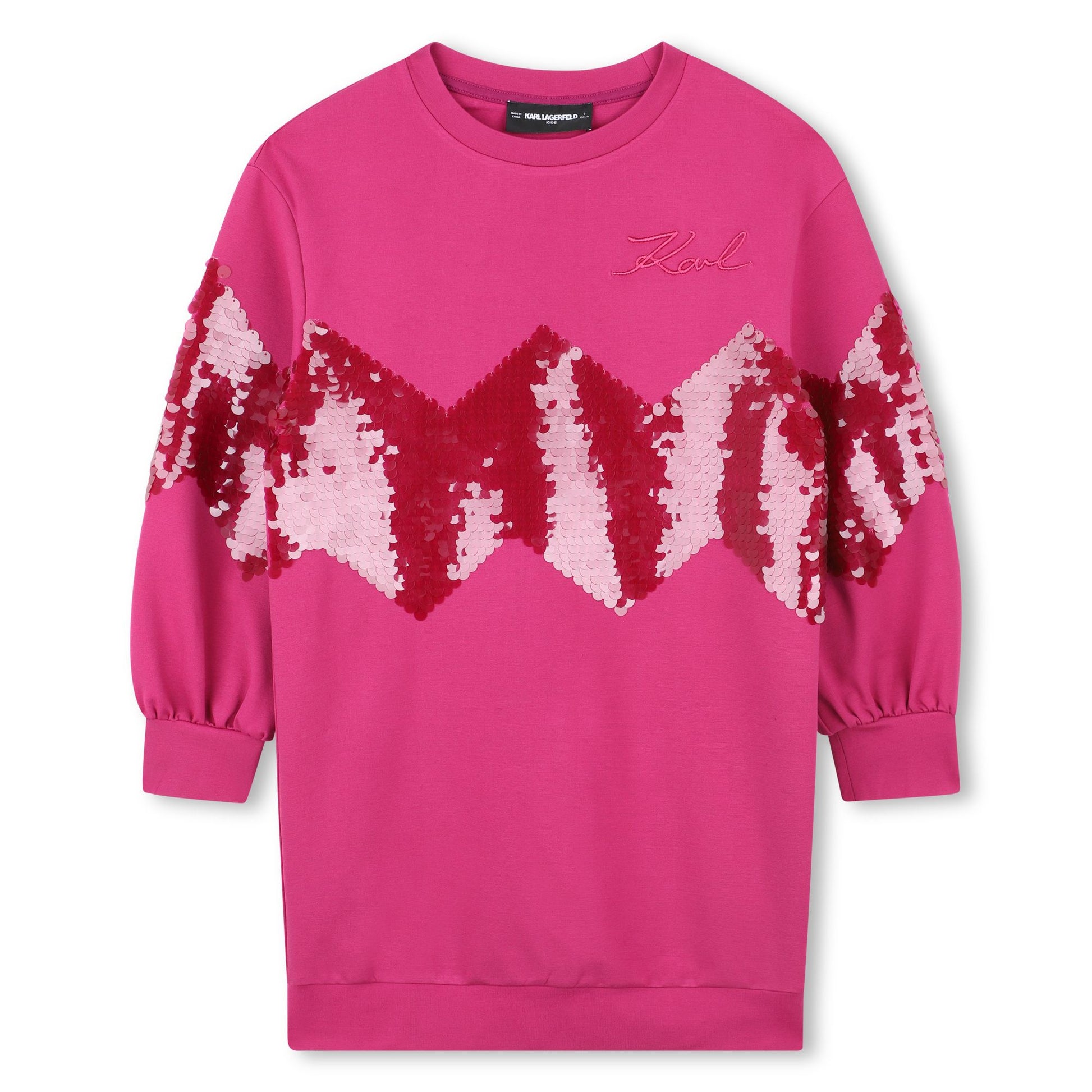 KARL LAGERFELD PINK SEQUIN SWEATSHIRT DRESS KARL LAGERFELD PINK SEQUIN SWEATSHIRT DRESS