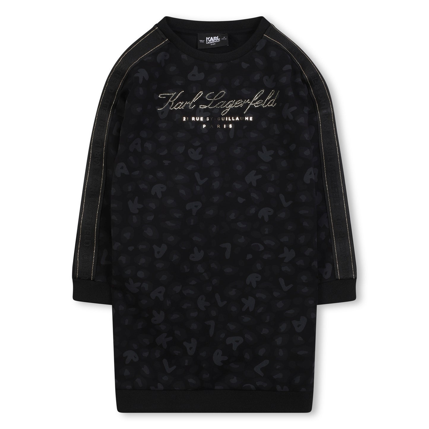 KARL LAGERFELD BLACK ALL OVER LOGO PRINTED DRESS