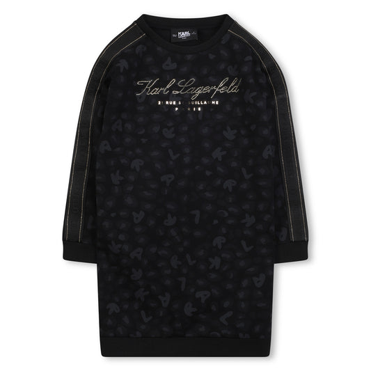 KARL LAGERFELD BLACK ALL OVER LOGO PRINTED DRESS