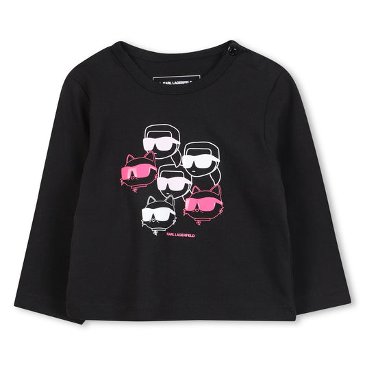 KARL LAGERFELD BLACK/PINK GRAPHIC T-SHIRT