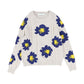 TAKE NOTE OATMEAL CABLE KNIT FLORAL SWEATER [Final Sale]
