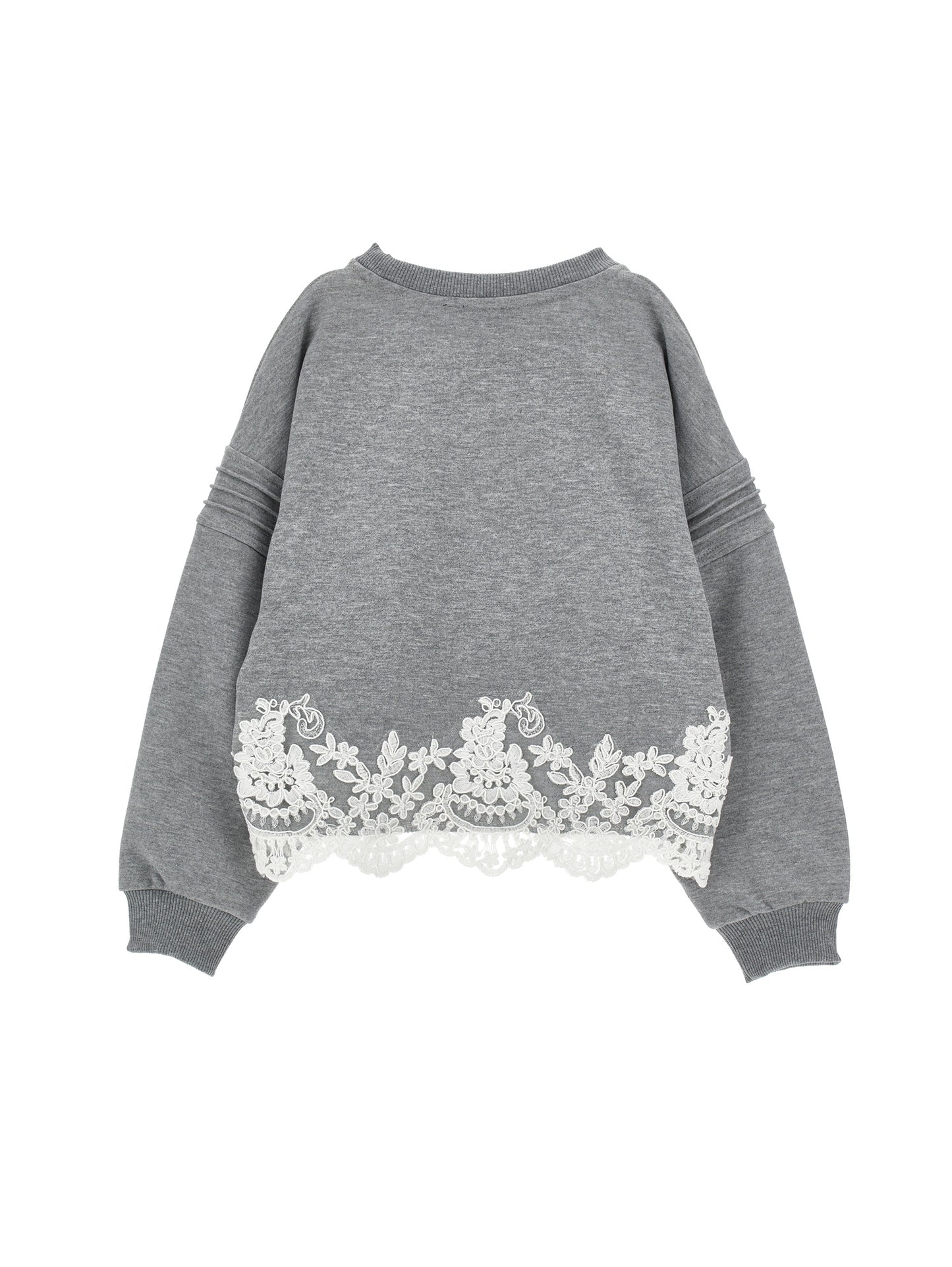 ERMANO SCERVINO HEATHER GREY LACE TRIM SWEATSHIRT