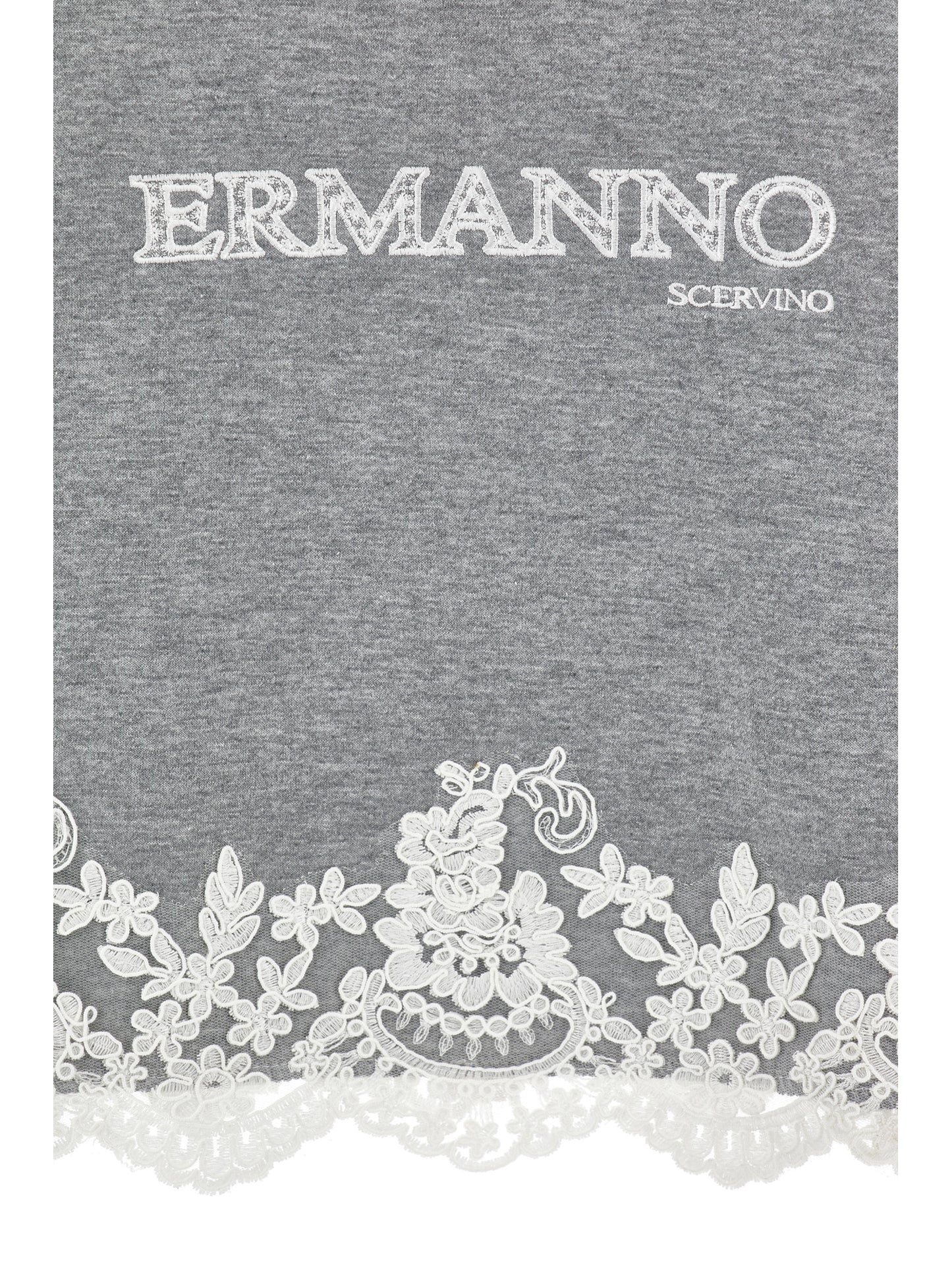 ERMANO SCERVINO HEATHER GREY LACE TRIM SWEATSHIRT